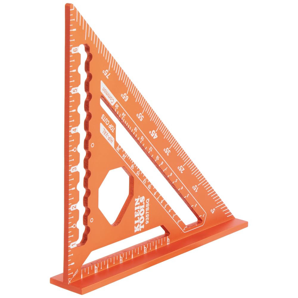 Klein Tools 935FSQ Framing Square, 24-Inch x 16-Inch, L Shape Carpenter Woodworking Tool with Laser Etched Rafter Tables and Octagon Scales