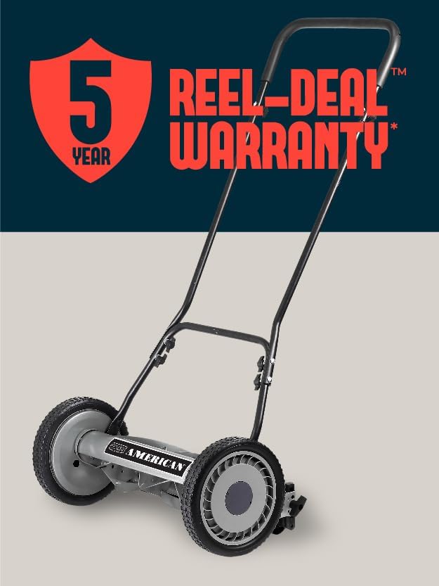 American Lawn Mower Company 1204-14 14-Inch 4-Blade Push Reel Lawn Mower, Red