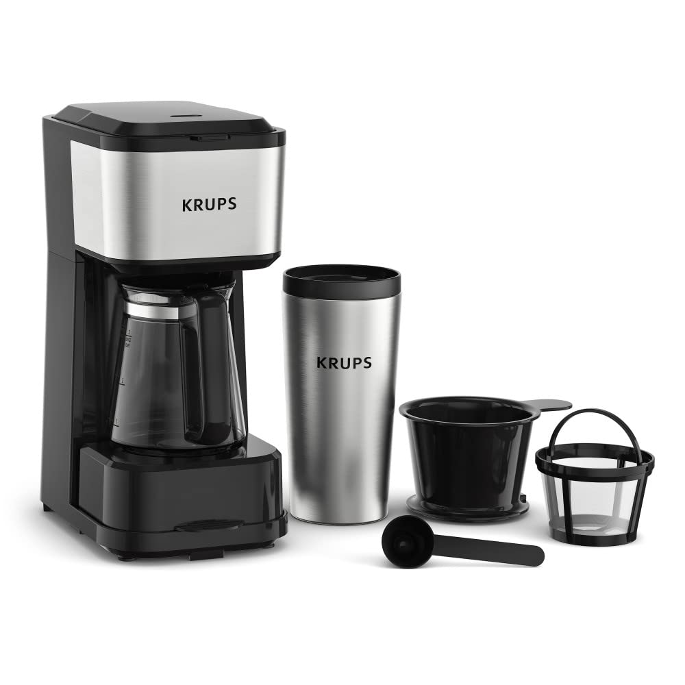 KRUPS Newer Model Drip Coffee Maker, 10-Cup, Silver