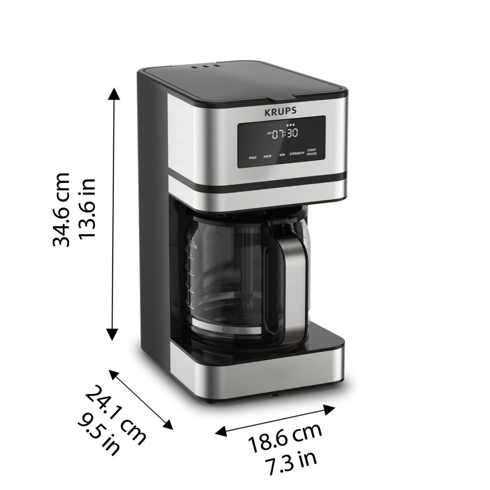 KRUPS Newer Model Drip Coffee Maker, 10-Cup, Silver