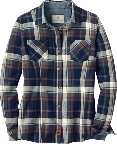 Legendary Whitetails Womens Cottage Escape Flannel Long Sleeve Plaid and Solid Color Clothes, Fitted Button Down