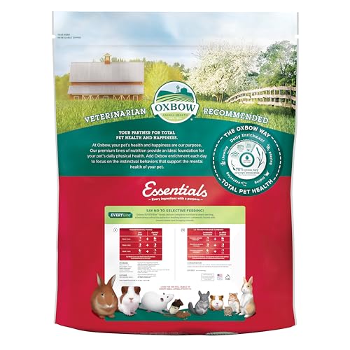 Oxbow Essentials Rabbit Food, Adult, Made with Oxbow Timothy Hay for Rabbit, Pet Pellets with Vitamins & Minerals, Small Animal Pet Products, Bunny Food, Made in USA, High Fiber, 10 lb. bag
