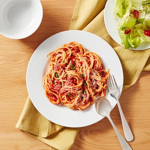 Amazon Basics Kitchen Dinnerware Set, Microwave and Dishwasher Safe, Plates, Bowls, Service for 6, 18-Piece, White