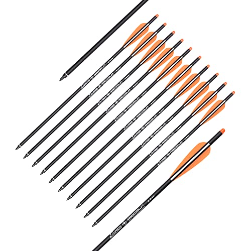 Carbon Crossbow Bolts 16 18 20 Inch Hunting Archery Arrows with 4" Vanes Replaced Arrowhead Tip (Pack of 12)