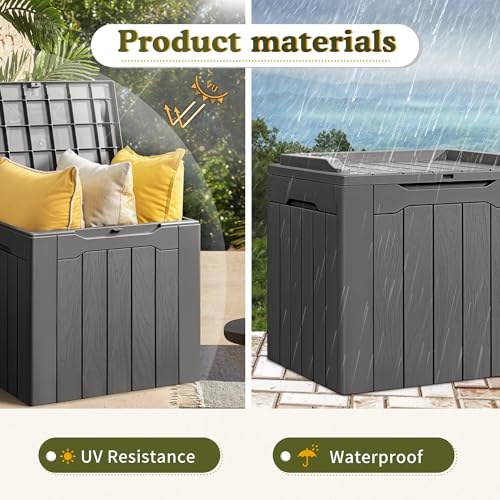 Devoko 100 Gallon Waterproof Large Resin Deck Box Indoor Outdoor Lockable Storage Container for Patio Furniture Cushions Garden Tools (100 Gallon, Black)