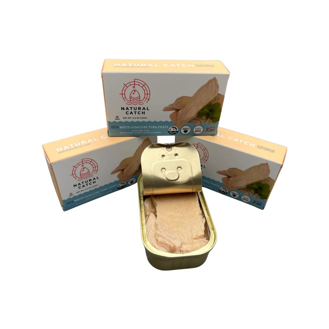 Natural Catch Tuna Filets, Hand Cut, Pole & Line Caught, Gluten-Free, Paleo, Keto Friendly (4.4 oz per can- Pack of 12)
