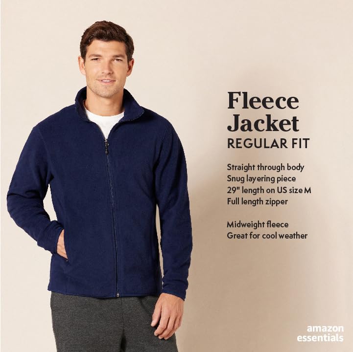 Amazon Essentials Men's Full-Zip Polar Fleece Jacket (Available in Big & Tall)