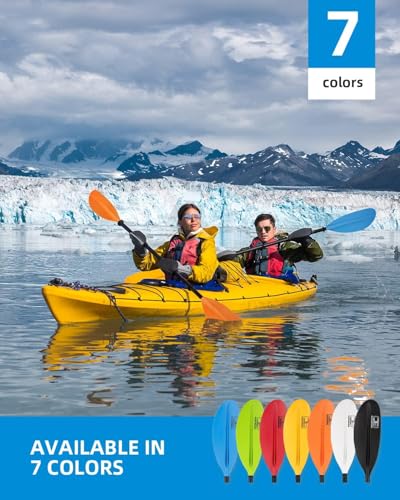 OCEANBROAD Carbon Fiber Kayak Paddle 90.5in/230cm, 86in/218cm for Adults Kayaking Boating Canoeing Oar with Paddle Leash