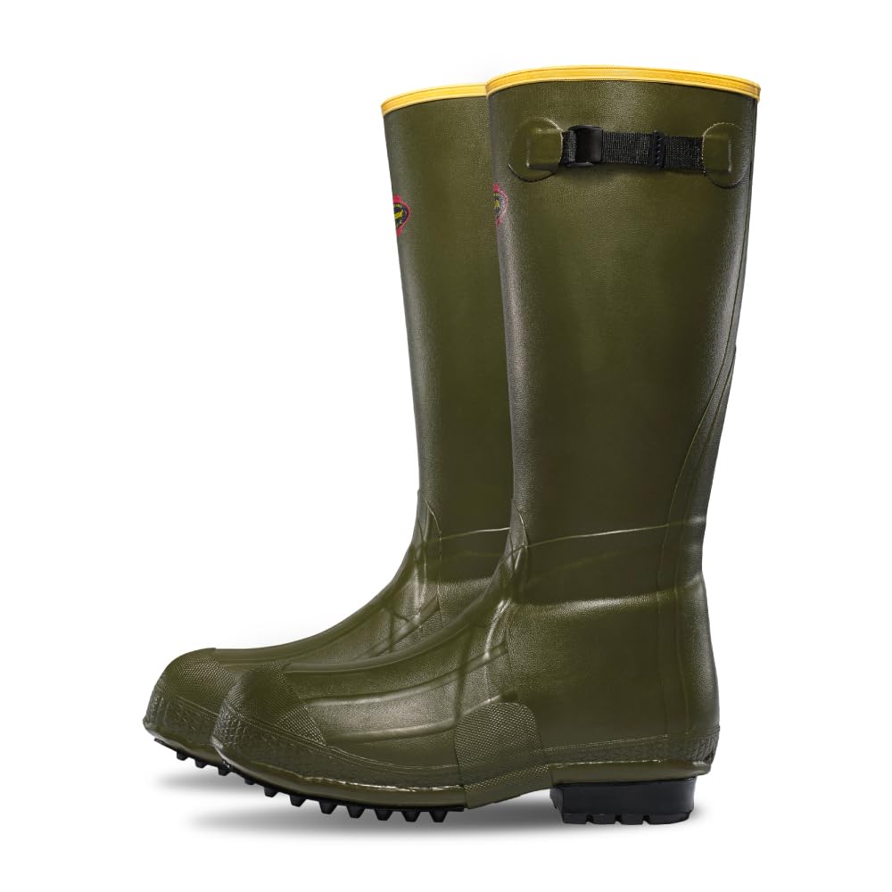 LaCrosse Burly 18” Waterproof Work Boots for Men - 100% Waterproof Rubber, with Insulating Wool Felt Midsole and High-Traction Air-Grip Outsole