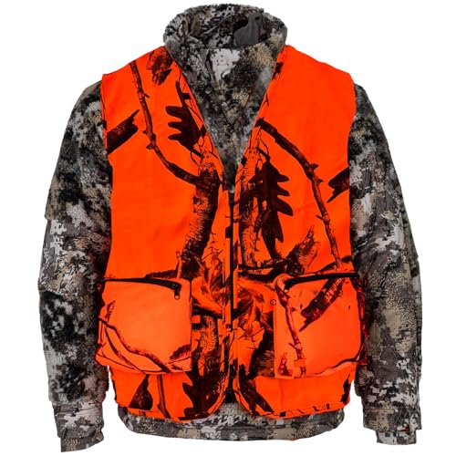 Klarny Blaze Orange Hunting Vest with Pockets, High-Visibility, Waterproof, Ultra-Quiet Deer and Bow Hunting Gear Accessories
