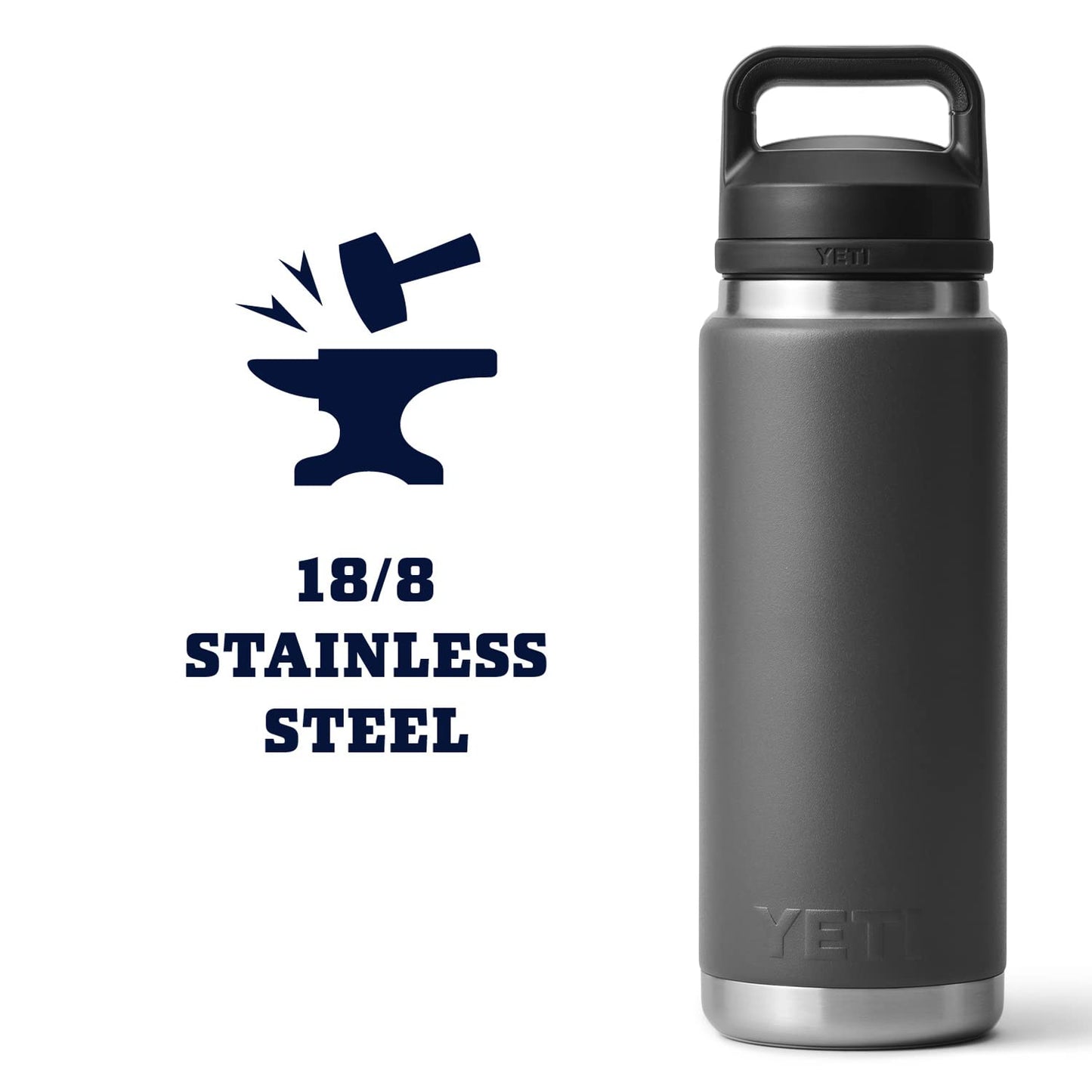 YETI Rambler 26 oz Bottle, Vacuum Insulated, Leakproof, Stainless Steel with Chug Cap