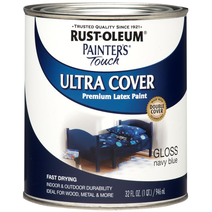 Rust-Oleum 1976502 Painter's Touch Latex Paint, Flat Black 32 Fl Oz, 1 Quarts, (Pack of 1)