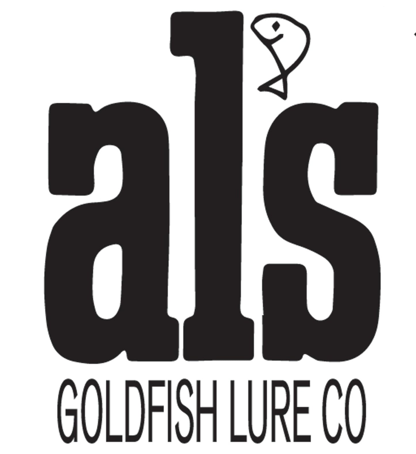 AL's Goldfish Lure Company, Rust Free Goldfish Freshwater Fishing Spoon, Treble Hook, Trout, Salmon, Bass, Walleye, Crappie, Panfish, and Pike. Sizes 3/16 oz., 1/4 oz. or 1/2 oz