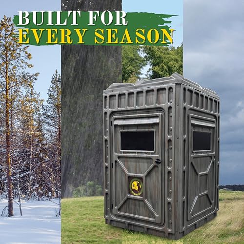 Outta Site Hunting Blind – 4 & 5 Sided High Density Plastic Hunting Blind – 1-2 & 2-3 Person Hard-Sided Ground Blind for Deer, Turkey Hunting – 360 Views – Arctic Snow Camo, Habitat Olive, Thicket Oak