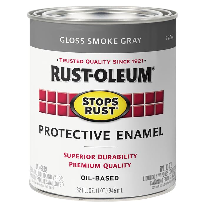 Rust-Oleum 7779502 Stops Rust Brush On Paint, Quart, Gloss Black, 32 Fl Oz (Pack of 1)