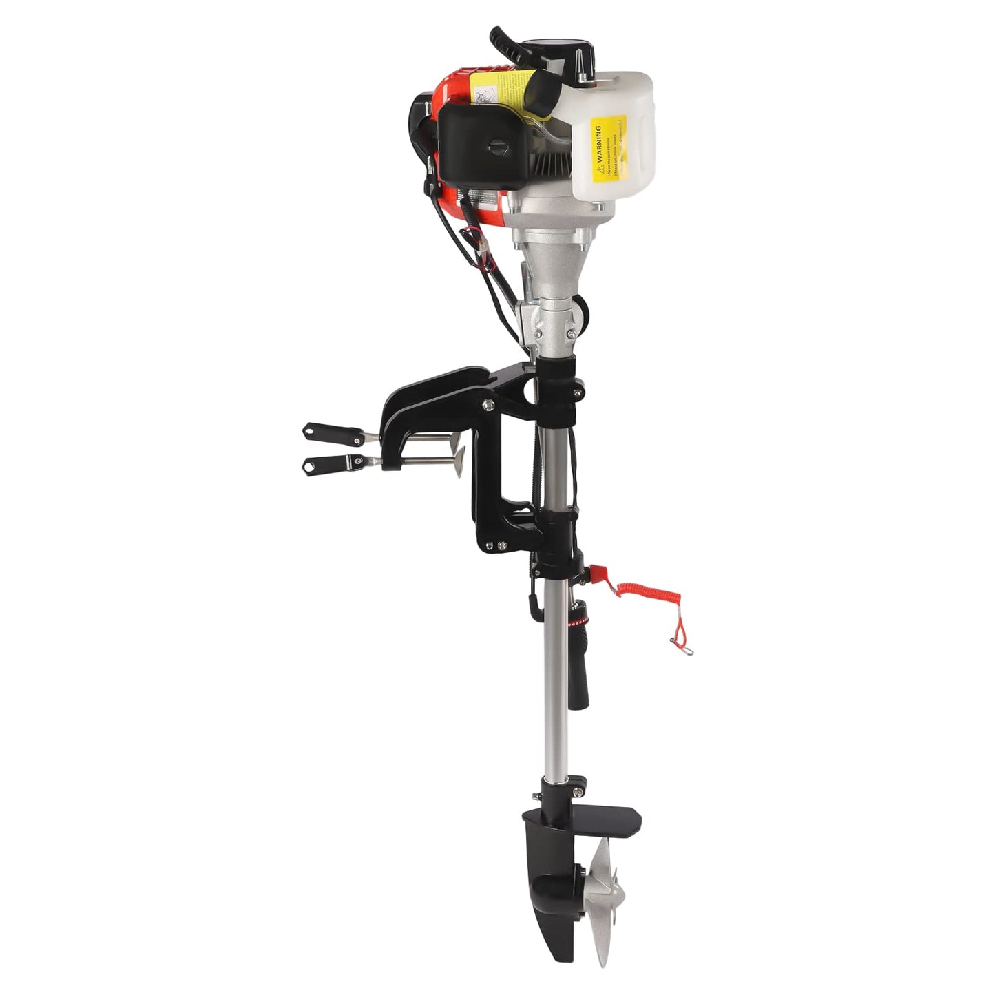 6HP Heavy Duty Outboard Motor, 170cc 4 Stroke Gas Outboard Boat Motor Engine with Air Cooling System, 3.2KW Single Cylinder Fishing Boat Engine for 3-7m Length
