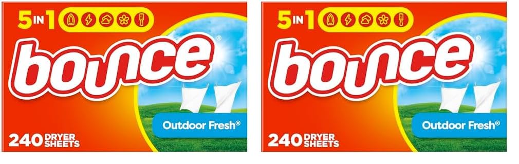 Bounce Dryer Sheets Laundry Fabric Softener, Outdoor Fresh Scent, 240 Count