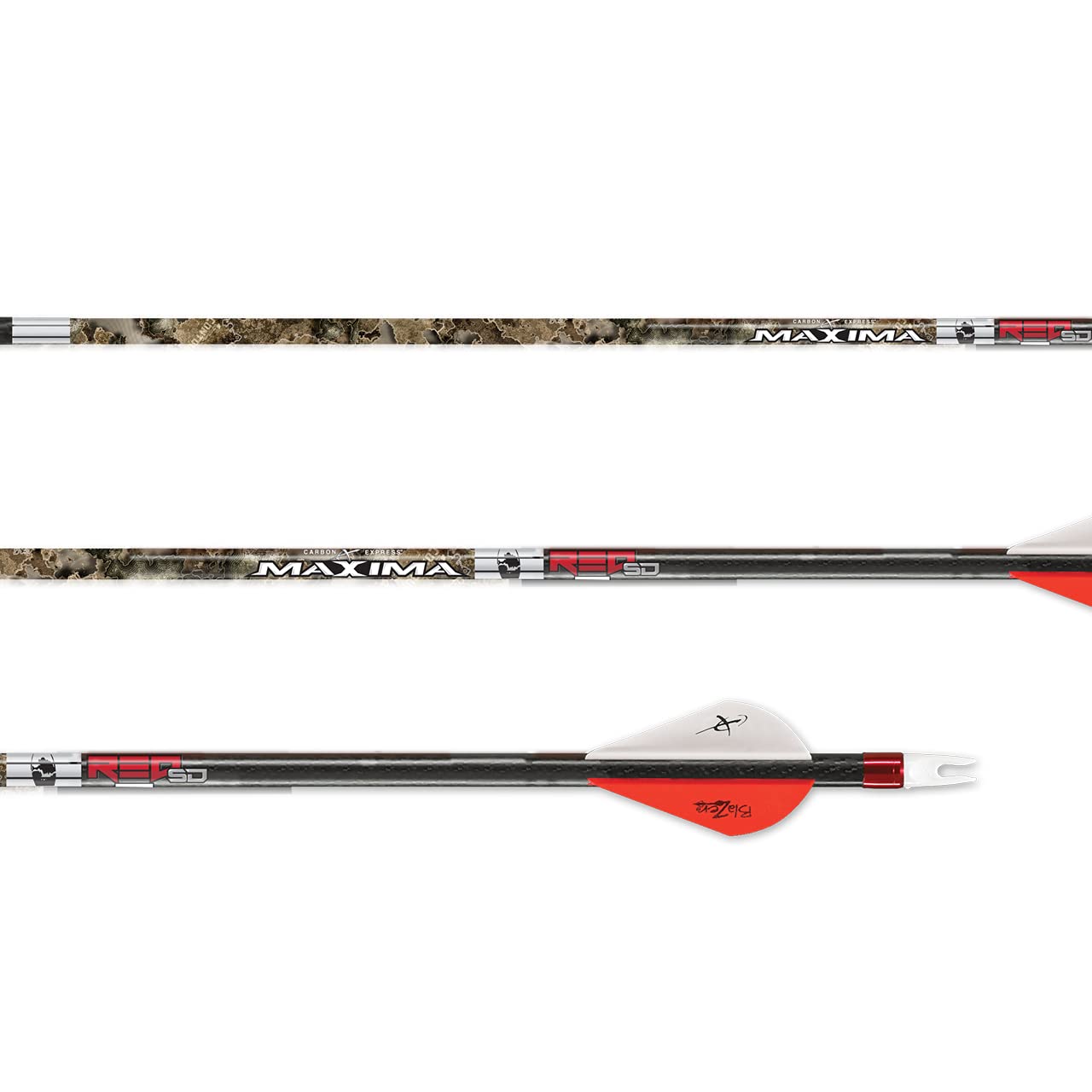 Carbon Express Maxima RED Contour SD in Mossy Oak, 6-Pack of Fletched Arrows, Available in 350 & 400 Spine
