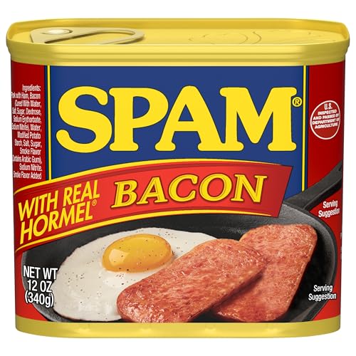 SPAM with Real HORMEL Bacon, 7 g protein, 12 oz (Pack of 12)
