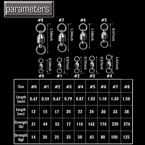 AMYSPORTS Barrel Ball Bearing Swivel Saltwater Stainless Rolling Fishing Swivel Steel High Strength Fishing Swivels Connector Solid Welded Rings Black Nickel