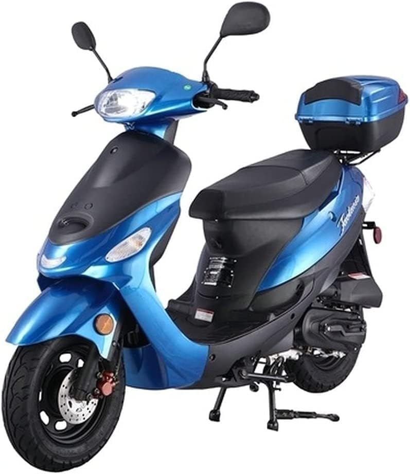 HHH 49cc/50cc Scooter Gas Street Scooter Moped for Youth and Adult with Rear Storage Trunk (Black)