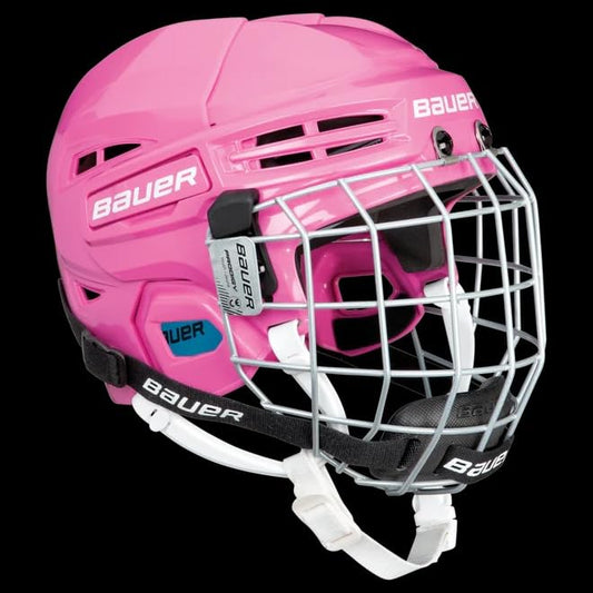 Bauer Prodigy Hockey Helmet Combo with Facemask Cage, Youth Size (Pink)