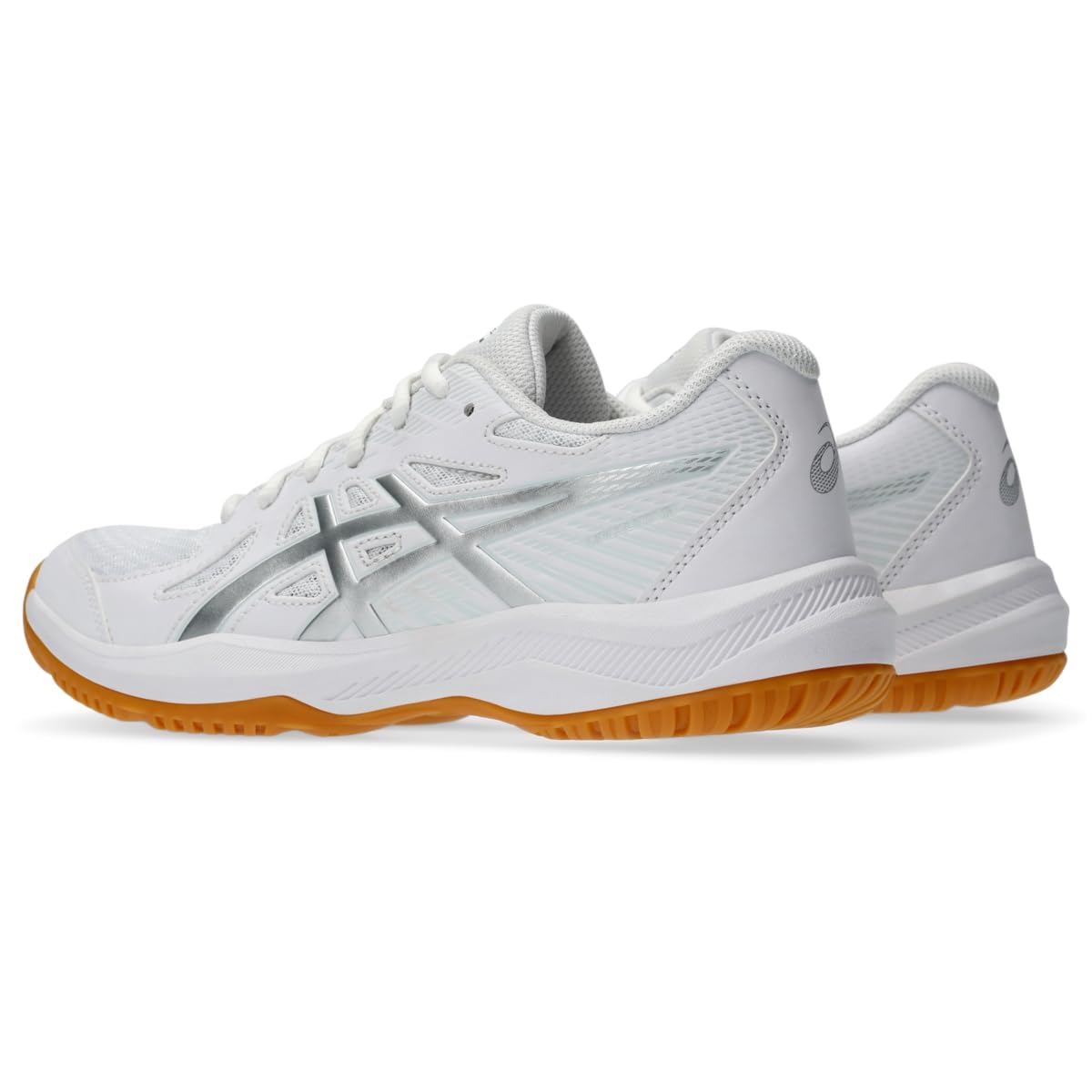 ASICS Women's Upcourt 6 Volleyball Shoes, 10, White/Pure Silver