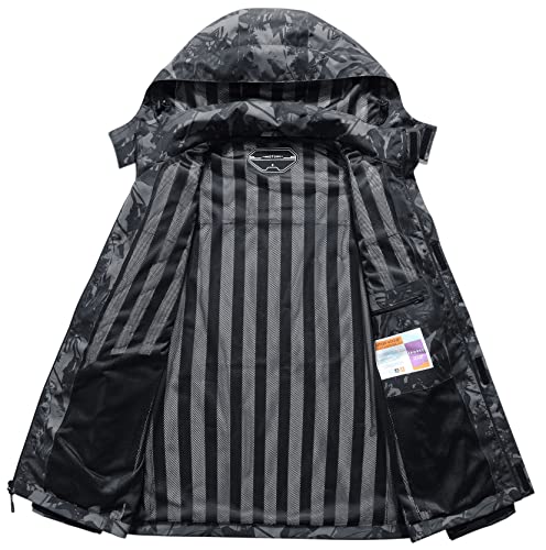 OTU Men's Lightweight Waterproof Hooded Rain Jacket Outdoor Raincoat Shell Jacket for Hiking Travel