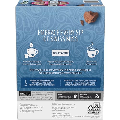 Swiss Miss Milk Chocolate Hot Cocoa, Single-Serve Keurig K-Cup Pods, Hot Chocolate, 44 Count