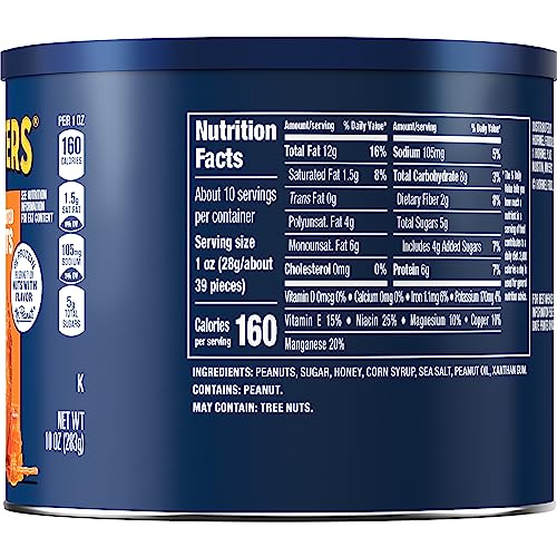 PLANTERS Peanuts, Lightly Salted Peanuts, Dry Roasted, Snacks for Adults, (6 ct Pack, 2.2 lb Containers)