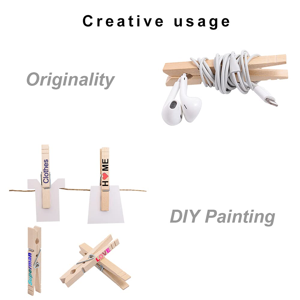 Clothes Pins Wood for Hanging Clothes,3.5 Inch【100pcs】 Heavy Duty Wooden Clothespins,Clothes Pins for Craft,Wooden Clips for Pictures. | Rust Resistant