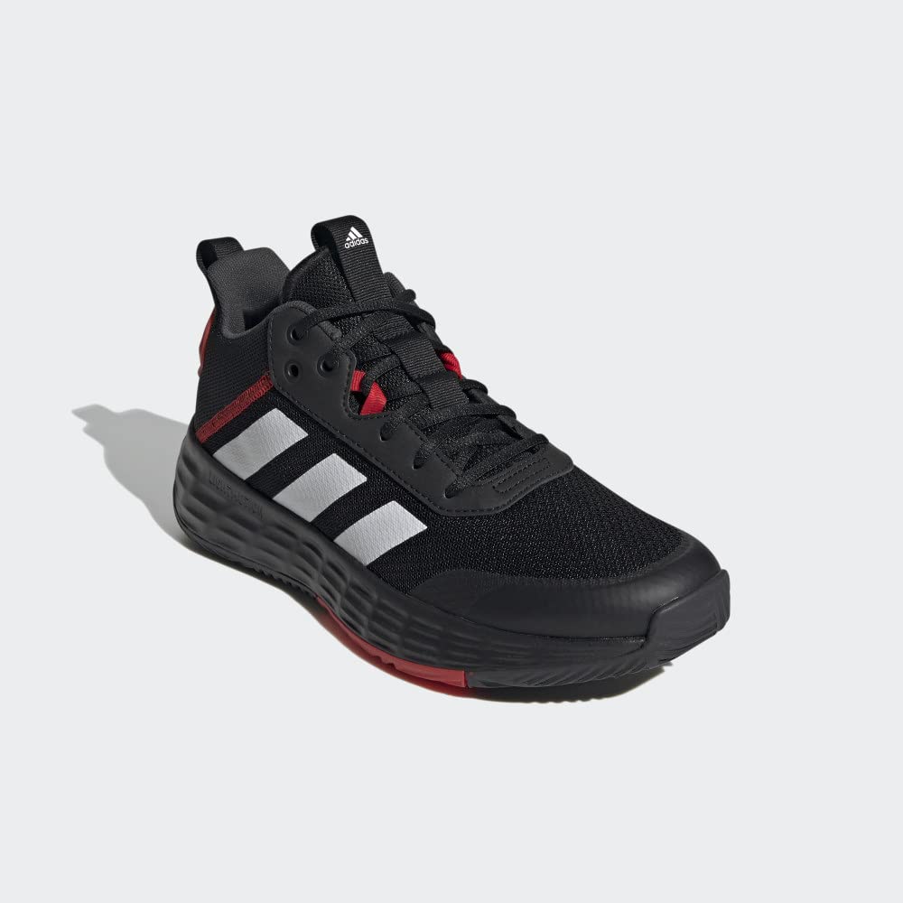 adidas mens Own the Game 2.0 Basketball Shoe, Black/White/Carbon, 9.5 US