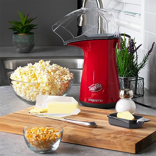 Presto 04820 Poplite Hot Air Popcorn Popper - Built-In Measuring Cup + Melts Butter, Easy to Clean, Built-In Cord Wrap, 18 Cups, Yellow