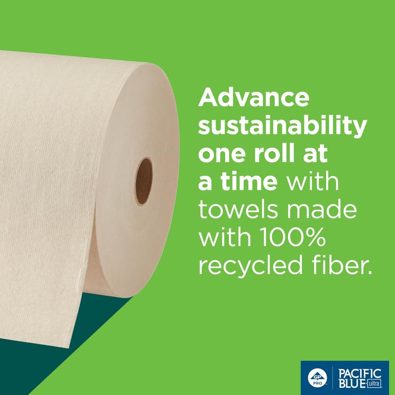 Pacific Blue Ultra 8” High-Capacity Recycled Paper Towel Roll by GP PRO (Georgia-Pacific), White, 26490, 1150 Feet Per Roll, 6 Rolls Per Case
