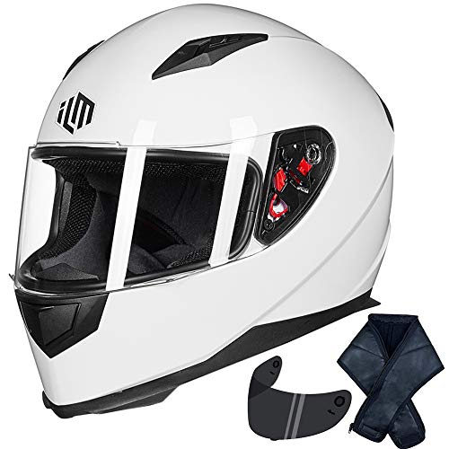 ILM Full Face Motorcycle Street Bike Helmet with Removable Winter Neck Scarf + 2 Visors DOT Model-JK313