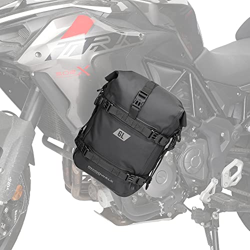 Rhinowalk Motorcycle Tail Bag Motorbike Side Bag 8L Full Waterproof Motor Saddle Pannier Bag Rear Rack Trunk Professional Motor Accessories-Black