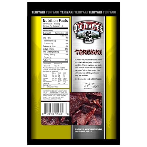 Old Trapper Beef Jerky, Old-Fashioned 10-Ounce Bag, Tender Meat Snacks for Lunches or Between Meals, 11 Grams of Protein, Zero Grams of Fat, and 70 Calories per Ounce (Pack of One)
