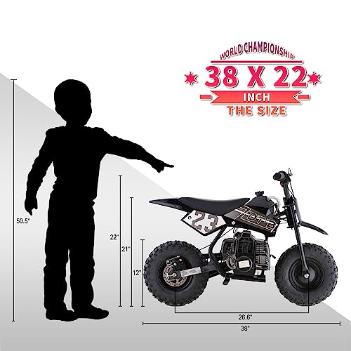 Mini Kid Dirt Bike, 49 CC 2-Stroke Gas Bike with Off-Rode Tire, Suspensions, Disc Brakes, Max Load 160Lbs, Up to 20Mph, EPA Approved