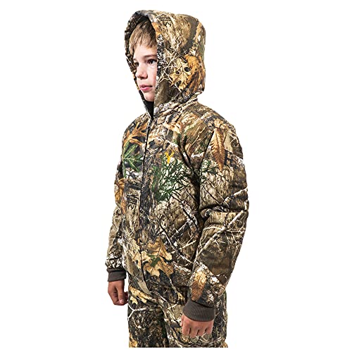 HOT SHOT Youth Insulated Twill Camo Hunting Jacket, Insulated Boy's Winter Coat, Ultra Quiet Camouflage Kids Hunting Gear