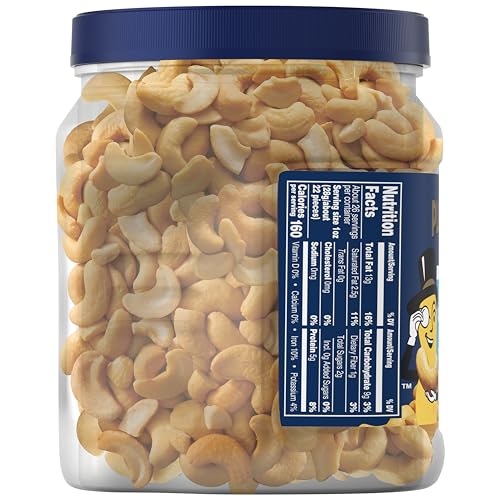 PLANTERS Fancy Whole Cashews with Sea Salt, 26 Ounces ( Pack of 1) Resealable Jar - Made with Simple Ingredients - Good Source of Vitamins and Minerals - Kosher (Packaging May Vary)