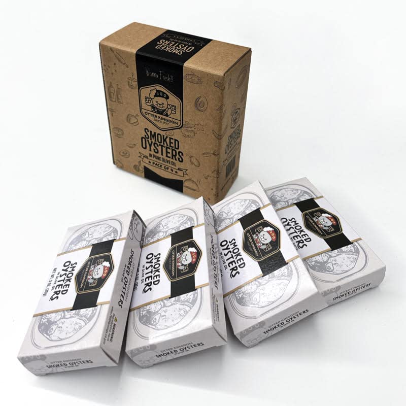 Otter Kingdom Premium Smoked Oysters in Pure Olive Oil, 3-Ounce Cans (Pack of 12)