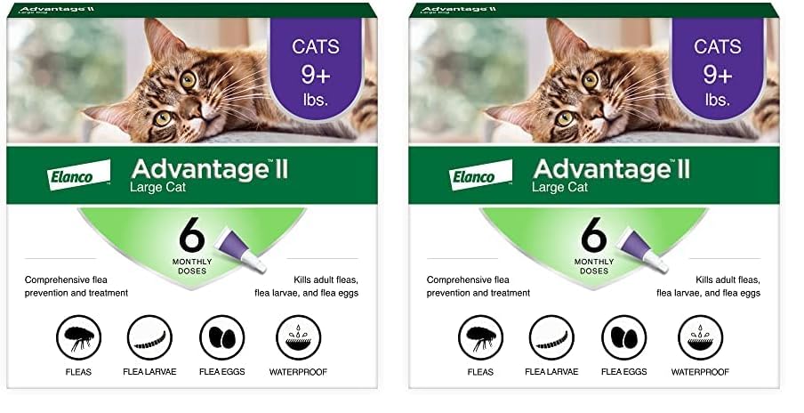 Advantage II Large Cat Vet-Recommended Flea Treatment & Prevention | Cats Over 9 lbs. | 6-Month Supply