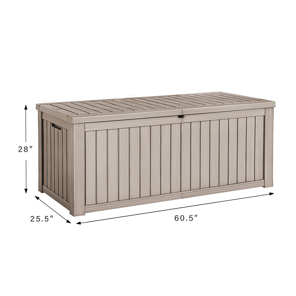 Devoko 100 Gallon Waterproof Large Resin Deck Box Indoor Outdoor Lockable Storage Container for Patio Furniture Cushions Garden Tools (100 Gallon, Black)
