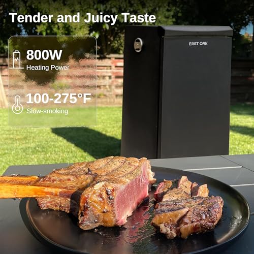 EAST OAK 30" Electric Smoker, Outdoor Smoker with Glass Door & Meat Thermometer, 725 Sq Inch Large Capacity, 4 Detachable Racks for Backyard BBQ, Party, Outdoor Cooking Night Blue
