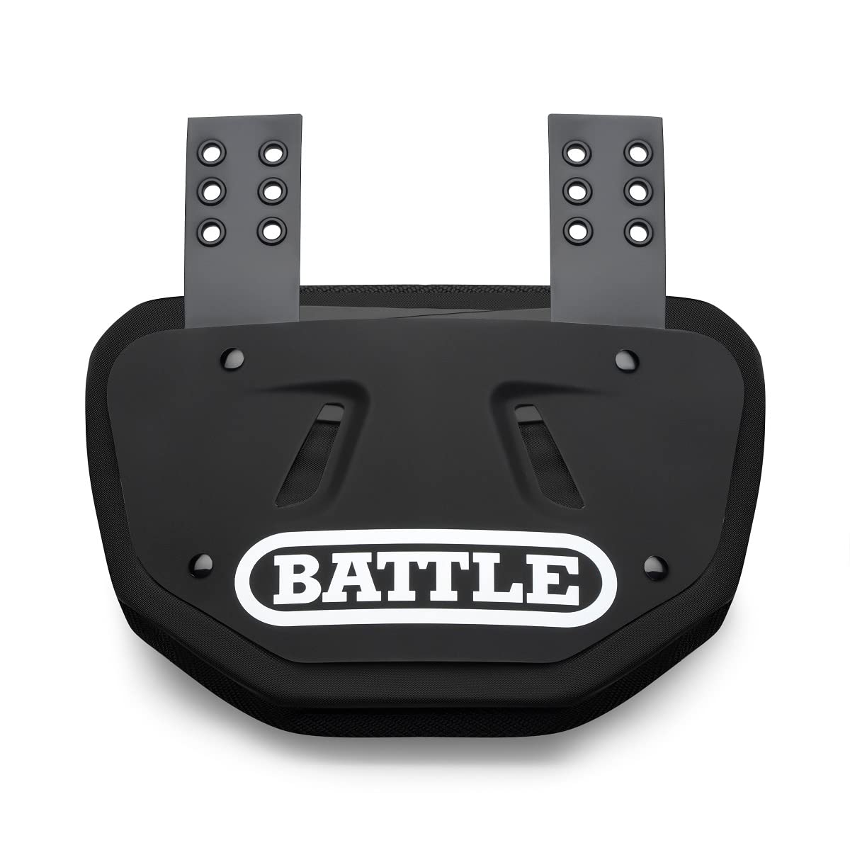 Battle Sports Football Back Plate – Hard Shell Lower Back Protector with Contoured Foam for High-Impact Protection - Adult, Black/White