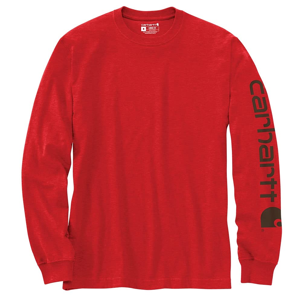 Carhartt Men's Loose Fit Heavyweight Long-Sleeve Logo Sleeve Graphic T-Shirt
