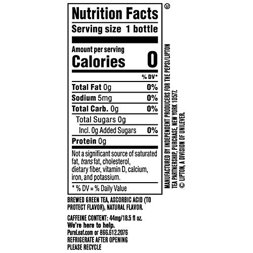 Pure Leaf Iced Tea, Unsweetened Real Brewed Tea, Zero Sugar & Zero Calories, 18.5 Fl Oz (Pack of 12)