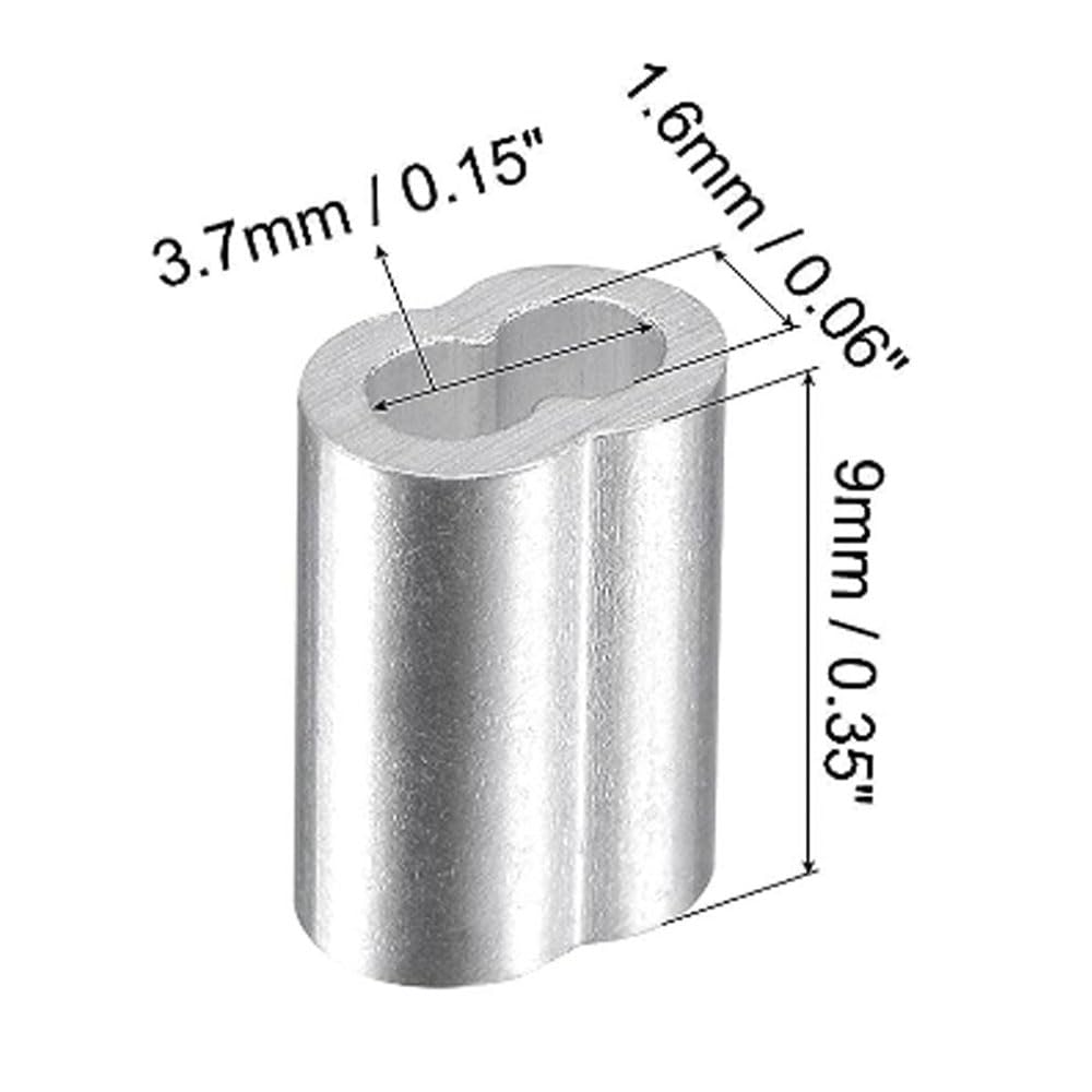 200 Pcs Aluminum Crimping Loop Sleeve 3/32",Cable Crimp Ferrules for Wire Rope and Cable (3/32''(2.5mm)-200pcs)