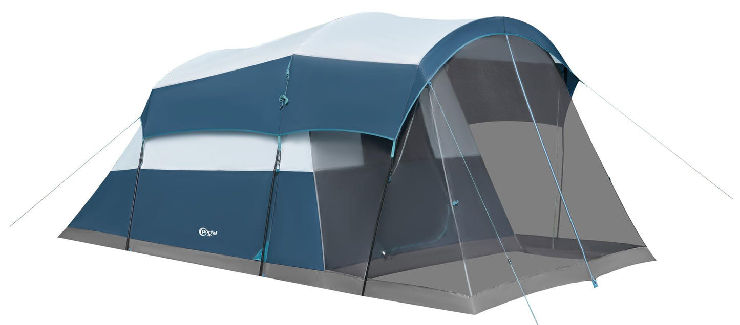 PORTAL 6/8/10 Person Family Camping Tent with Screen Room, Water Resistant Big Tunnel Tent with Rainfly, Large Family Tent for Outdoor Camping, Party