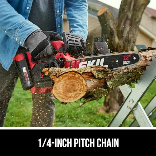 SKIL PWR CORE 40 Brushless 40V 14” Lightweight Chainsaw Kit with Tool-free Chain Tension & Auto Lubrication, Includes 2.5Ah Battery and Auto PWR Jump Charger - CS4555-10